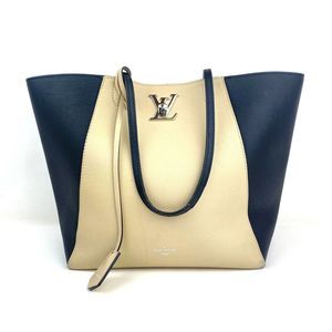Louis Vuitton Lockme Cabas Vanille Noir Calf Skin Tote. LV replaced handles!